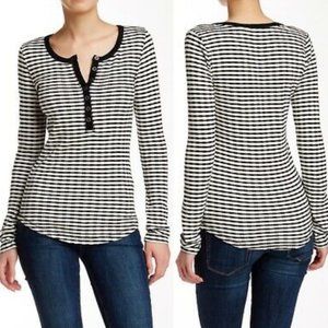 Lucky Brand Contrast Black and White Knit Henley